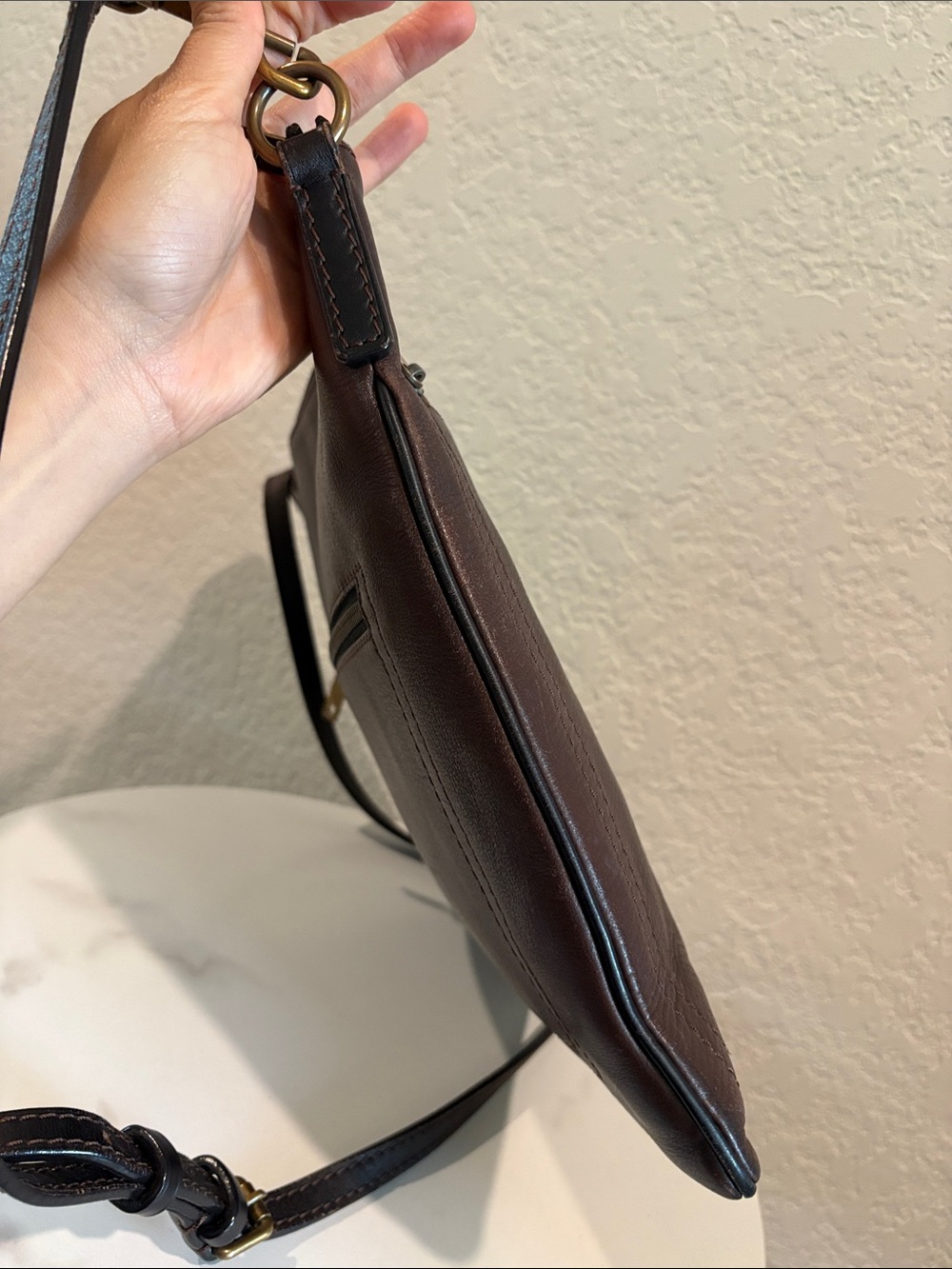 LOUIS VUITTON MM Pochette Chauny Shoulder Bag Brown Utah - Picture 9 of 16